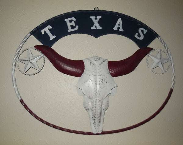 24" X 18" TEXAS LONGHORNS METAL ART WALL DECOR WESTERN HOME DECOR NEW