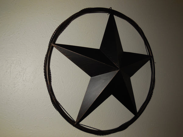 BARB WIRE 12" ON SOLID RING METAL BARN STAR WESTERN HOME DECOR NEW #EH10055