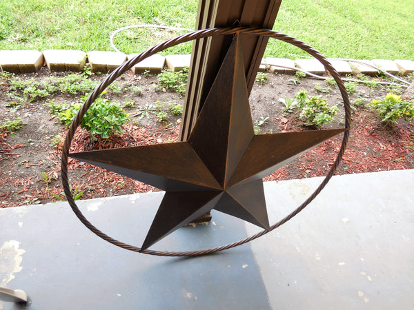 LONE STAR 48" METAL BARN STAR TWISTED ROPE RING RUSTIC BRONZE WESTERN HOME DECOR HANDMADE-#EH10014
