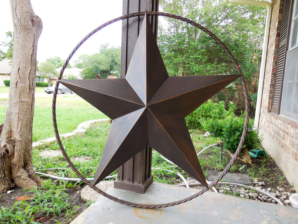 LONESTAR 38" BARN STAR #EH10012 TWISTED ROPE RING METAL WESTERN HOME DECOR HANDMADE NEW