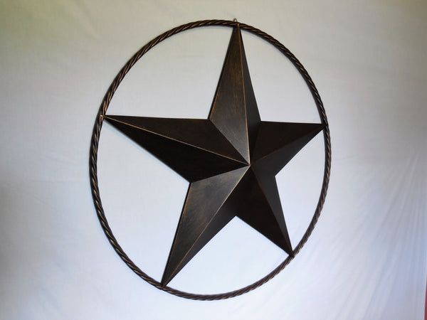 LONE STAR 48" METAL BARN STAR TWISTED ROPE RING RUSTIC BRONZE WESTERN HOME DECOR HANDMADE-#EH10014