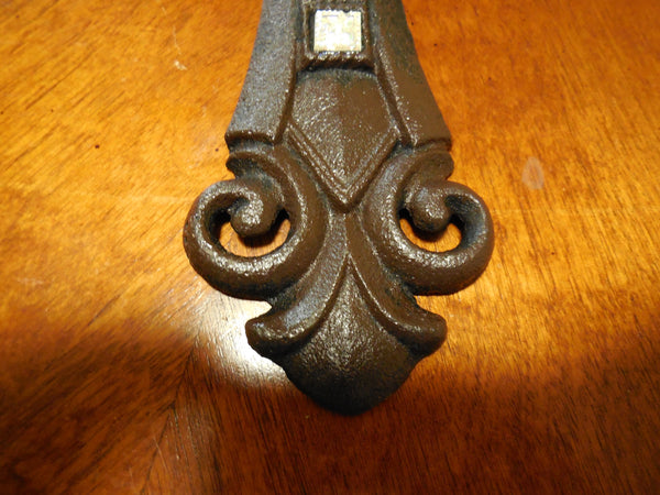 White Fleur De Lis Cross Cast Iron Decorative Wall Cross Rustic Brown Decor #56367-W