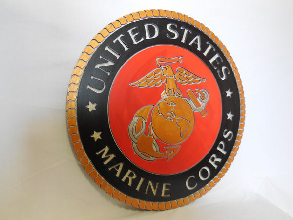 21" UNITED STATES MARINE CORPS MILITARY HAND CARVED WOOD PLAQUE ART CRAFT WESTERN HOME DECOR RUSTIC HANDMADE ART NEW