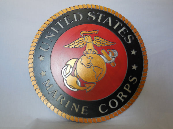 21" UNITED STATES MARINE CORPS MILITARY HAND CARVED WOOD PLAQUE ART CRAFT WESTERN HOME DECOR RUSTIC HANDMADE ART NEW