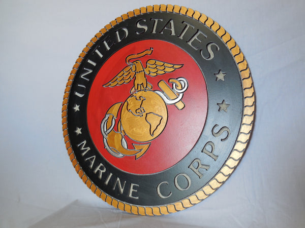 21" UNITED STATES MARINE CORPS MILITARY HAND CARVED WOOD PLAQUE ART CRAFT WESTERN HOME DECOR RUSTIC HANDMADE ART NEW