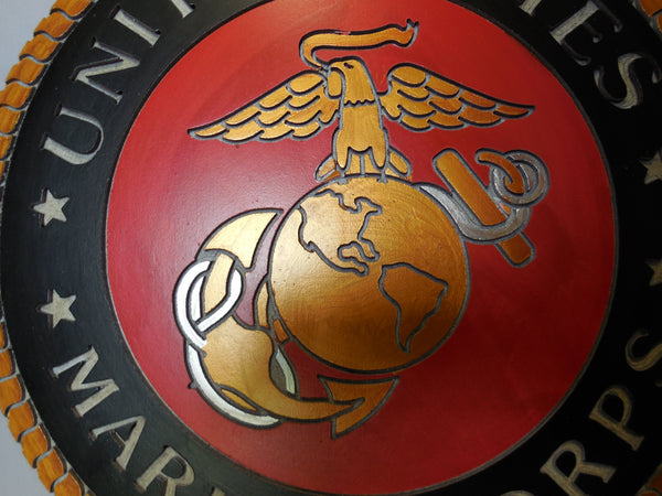 21" UNITED STATES MARINE CORPS MILITARY HAND CARVED WOOD PLAQUE ART CRAFT WESTERN HOME DECOR RUSTIC HANDMADE ART NEW