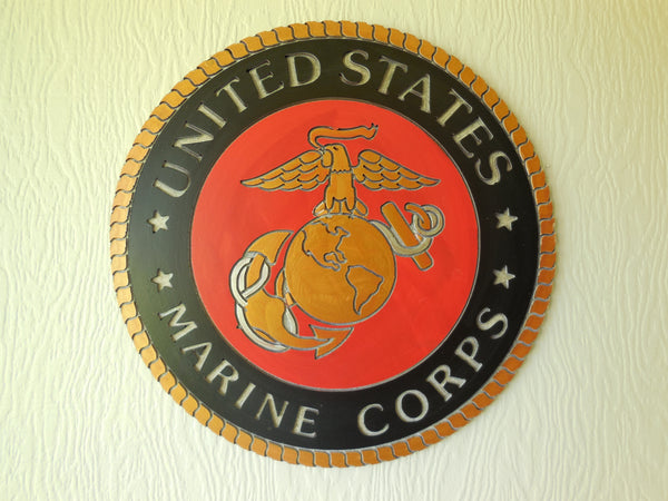 21" UNITED STATES MARINE CORPS MILITARY HAND CARVED WOOD PLAQUE ART CRAFT WESTERN HOME DECOR RUSTIC HANDMADE ART NEW