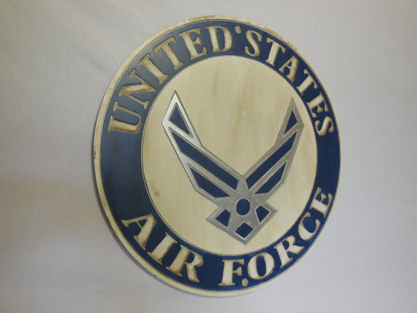 21" UNITED STATES AIR FORCE MILITARY HAND CARVED WOOD PLAQUE ART CRAFT WESTERN HOME DECOR AIRFORCE RUSTIC HANDMADE ART NEW