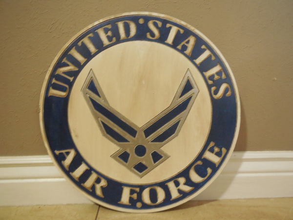 21" UNITED STATES AIR FORCE MILITARY HAND CARVED WOOD PLAQUE ART CRAFT WESTERN HOME DECOR AIRFORCE RUSTIC HANDMADE ART NEW