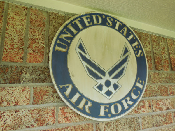 21" UNITED STATES AIR FORCE MILITARY HAND CARVED WOOD PLAQUE ART CRAFT WESTERN HOME DECOR AIRFORCE RUSTIC HANDMADE ART NEW