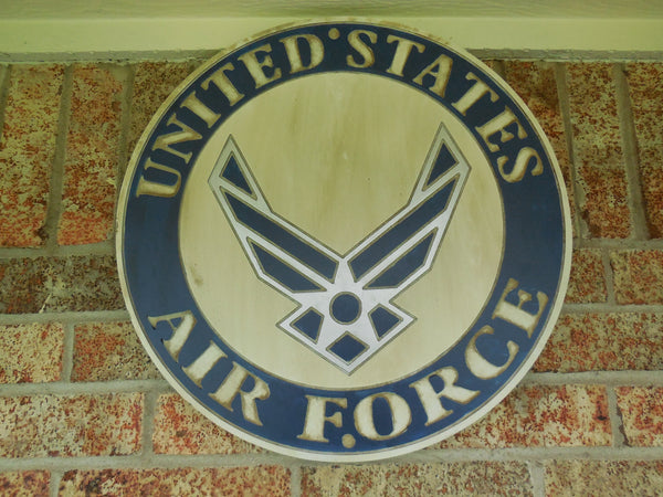 21" UNITED STATES AIR FORCE MILITARY HAND CARVED WOOD PLAQUE ART CRAFT WESTERN HOME DECOR AIRFORCE RUSTIC HANDMADE ART NEW