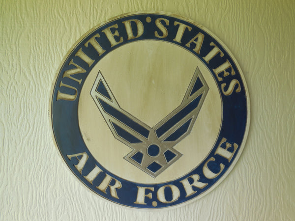 21" UNITED STATES AIR FORCE MILITARY HAND CARVED WOOD PLAQUE ART CRAFT WESTERN HOME DECOR AIRFORCE RUSTIC HANDMADE ART NEW