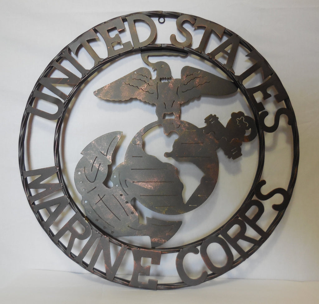 24" USA MARINE CORPS MILITARY METAL WALL ART DECOR VINTAGE RUSTIC BRONZE WESTERN HOME DECOR NEW