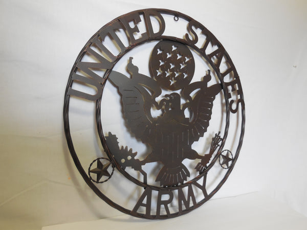 24" USA ARMY MILITARY METAL WALL ART DECOR VINTAGE RUSTIC BRONZE WESTERN HOME DECOR NEW