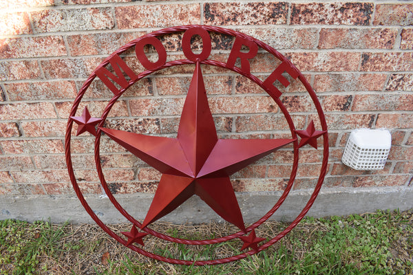 KOLET FAMILY STYLE YOUR CUSTOM FAMILY NAME STAR METAL BARN STAR ROPE RING KOLET FAMILY WESTERN HOME DECOR VINTAGE RUSTIC BROWN NEW HANDMADE 24",32",34",36",40",42",44",46",50"
