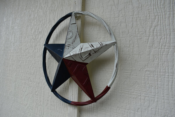 RED WHITE BLUE LICENSE PLATE STAR WESTERN HOME DECOR METAL WALL ART