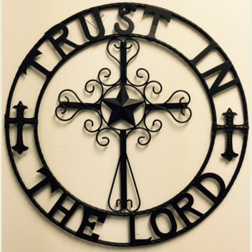 SI_F142020 TRUST IN THE LORD CROSS 24" METAL SIGN WESTERN HOME DECOR HANDMADE NEW