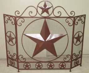 #DE21082 LONESTAR METAL FIREPLACE SCREEN W/ STAR 41.5"X34.5" WESTERN HOME DECOR HANDMADE