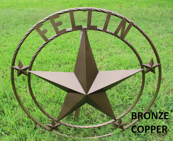 KOLET FAMILY STYLE YOUR CUSTOM FAMILY NAME STAR METAL BARN STAR ROPE RING KOLET FAMILY WESTERN HOME DECOR VINTAGE RUSTIC BROWN NEW HANDMADE 24",32",34",36",40",42",44",46",50"