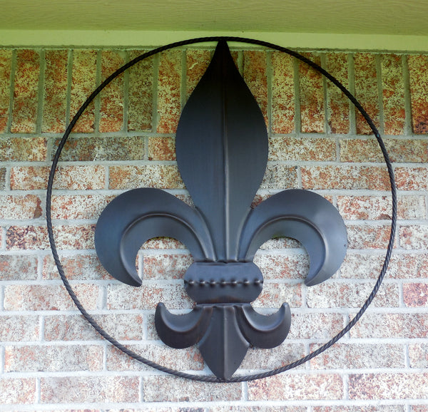 24",36" FLEUR DE LIS METAL WALL ART SIGN WESTERN HOME DECOR RUSTIC BROWN HANDMADE NEW-#EH10149