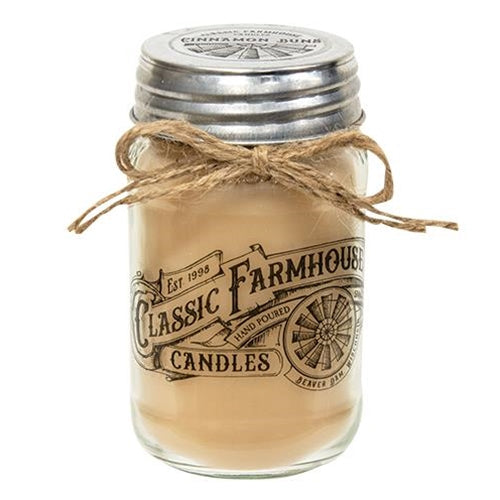 ITEM# CH_G03179 CINNAMON BUNS CLASSIC FARMHOUSE MASON JAR CANDLE, 14oz  BRAND NEW