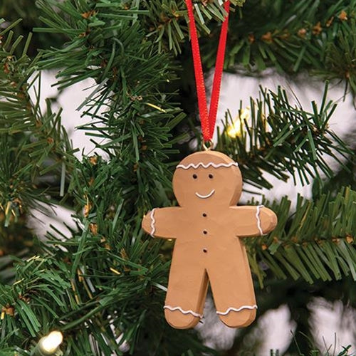 CH_G52085 RESIN BABY GINGERBREAD COOKIE ORNAMENTS W/ RED HANGER WESTERN HOME DECOR NEW--FREE SHIPPING