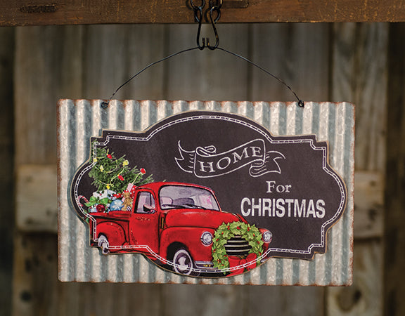 CH_G90196 HOME FOR CHRISTMAS METAL SIGN FARMHOUSE WESTERN HOME DECOR BRAND NEW