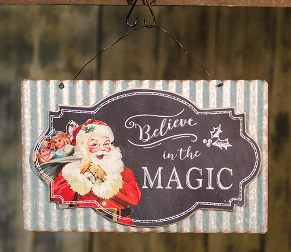 CH_G90197 BELIEVE IN THE MAGIC SIGN CHRISTMAS METAL SIGN FARMHOUSE WESTERN HOME DECOR BRAND NEW