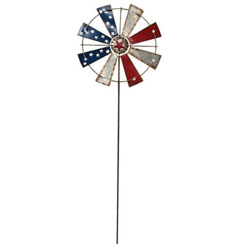 CH_GMAN24188 24"HIGH AMERICANA WINDMILL STAKE FARMHOUSE METAL ART WESTERN HOME DECOR BRAND NEW