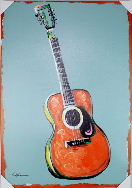 RA0152 28"x40" GUITAR CANVAS PAINTING PICTURE WESTERN COUNTRY HOME WALL DECOR HANDMADE