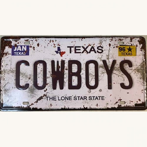 #HCZ17002 TEXAS COWBOYS LONESTAR STATE LICENSE PLATE TIN SIGN BLACK LETTERS METAL ART WESTERN HOME DECOR - FREE SHIPPING