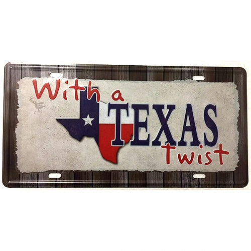 #HCZ17004 TEXAS TWIST LICENSE PLATE TIN SIGN METAL ART WESTERN HOME DECOR - FREE SHIPPING