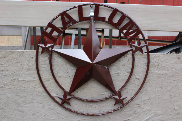 KOLET FAMILY STYLE YOUR CUSTOM FAMILY NAME STAR METAL BARN STAR ROPE RING KOLET FAMILY WESTERN HOME DECOR VINTAGE RUSTIC BROWN NEW HANDMADE 24",32",34",36",40",42",44",46",50"