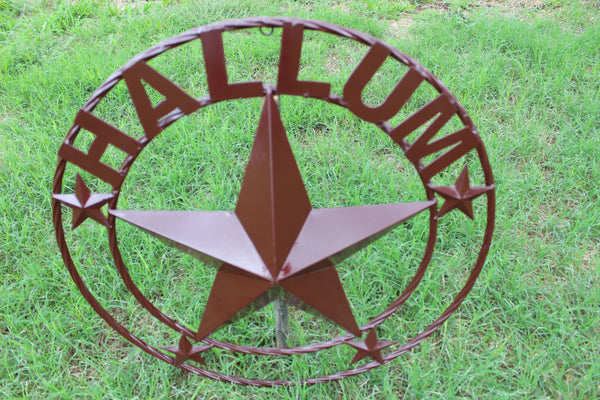 KOLET FAMILY STYLE YOUR CUSTOM FAMILY NAME STAR METAL BARN STAR ROPE RING KOLET FAMILY WESTERN HOME DECOR VINTAGE RUSTIC BROWN NEW HANDMADE 24",32",34",36",40",42",44",46",50"