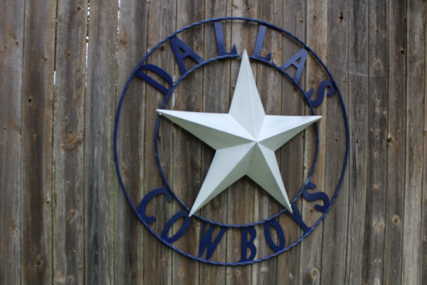 DALLAS COWBOYS STAR METAL BARN LONE STAR WESTERN HOME DECOR BLUE & WHITE STAR, SIZE:24",32",36",40",42",44",46",50"