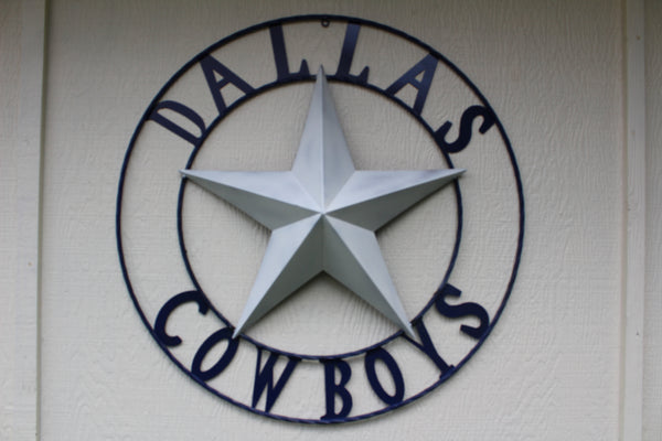 DALLAS COWBOYS STAR METAL BARN LONE STAR WESTERN HOME DECOR BLUE & WHITE STAR, SIZE:24",32",36",40",42",44",46",50"