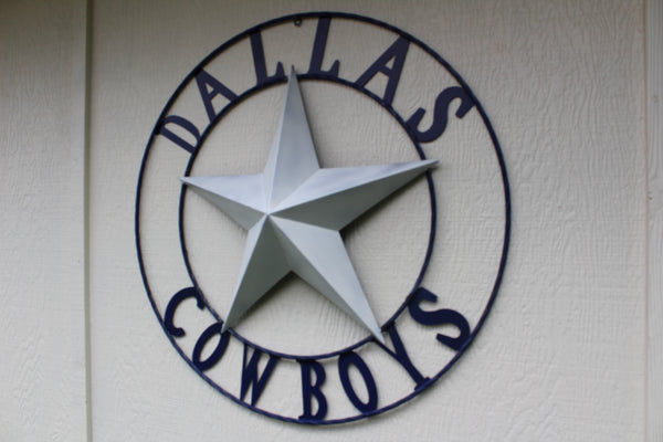 DALLAS COWBOYS STAR METAL BARN LONE STAR WESTERN HOME DECOR BLUE & WHITE STAR, SIZE:24",32",36",40",42",44",46",50"