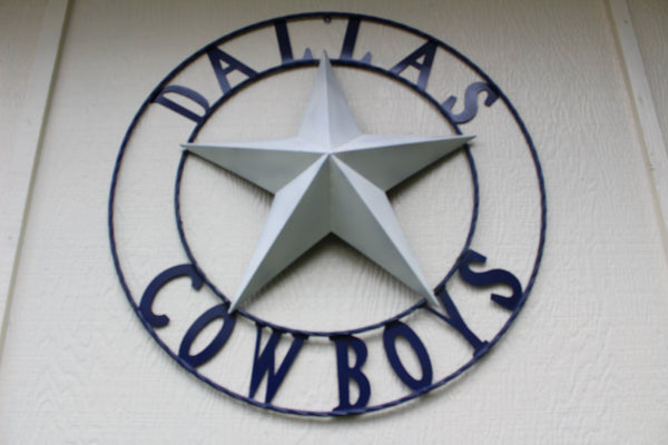 DALLAS COWBOYS STAR METAL BARN LONE STAR WESTERN HOME DECOR BLUE & WHITE STAR, SIZE:24",32",36",40",42",44",46",50"