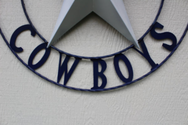 DALLAS COWBOYS STAR METAL BARN LONE STAR WESTERN HOME DECOR BLUE & WHITE STAR, SIZE:24",32",36",40",42",44",46",50"