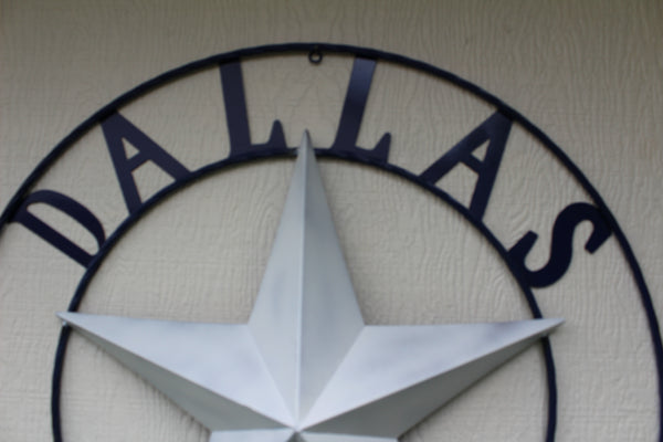 DALLAS COWBOYS STAR METAL BARN LONE STAR WESTERN HOME DECOR BLUE & WHITE STAR, SIZE:24",32",36",40",42",44",46",50"