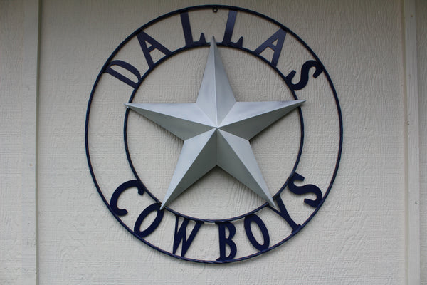 DALLAS COWBOYS STAR METAL BARN LONE STAR WESTERN HOME DECOR BLUE & WHITE STAR, SIZE:24",32",36",40",42",44",46",50"