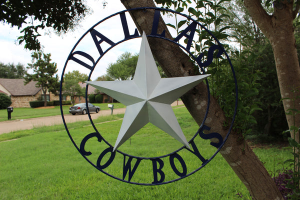 DALLAS COWBOYS STAR METAL BARN LONE STAR WESTERN HOME DECOR BLUE & WHITE STAR, SIZE:24",32",36",40",42",44",46",50"