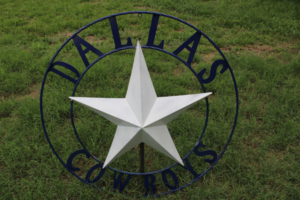 DALLAS COWBOYS STAR METAL BARN LONE STAR WESTERN HOME DECOR BLUE & WHITE STAR, SIZE:24",32",36",40",42",44",46",50"
