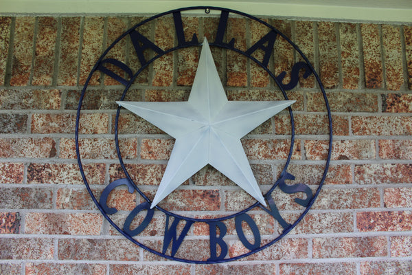 DALLAS COWBOYS STAR METAL BARN LONE STAR WESTERN HOME DECOR BLUE & WHITE STAR, SIZE:24",32",36",40",42",44",46",50"