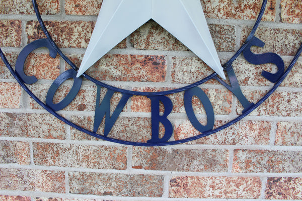 DALLAS COWBOYS STAR METAL BARN LONE STAR WESTERN HOME DECOR BLUE & WHITE STAR, SIZE:24",32",36",40",42",44",46",50"
