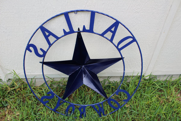 DALLAS COWBOYS STAR METAL BARN LONE STAR WESTERN HOME DECOR BLUE & WHITE STAR, SIZE:24",32",36",40",42",44",46",50"