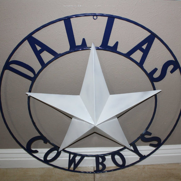 DALLAS COWBOYS STAR METAL BARN LONE STAR WESTERN HOME DECOR BLUE & WHITE STAR, SIZE:24",32",36",40",42",44",46",50"