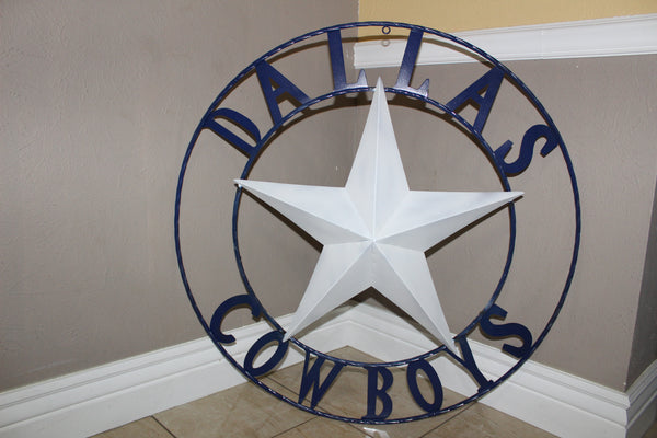 DALLAS COWBOYS STAR METAL BARN LONE STAR WESTERN HOME DECOR BLUE & WHITE STAR, SIZE:24",32",36",40",42",44",46",50"