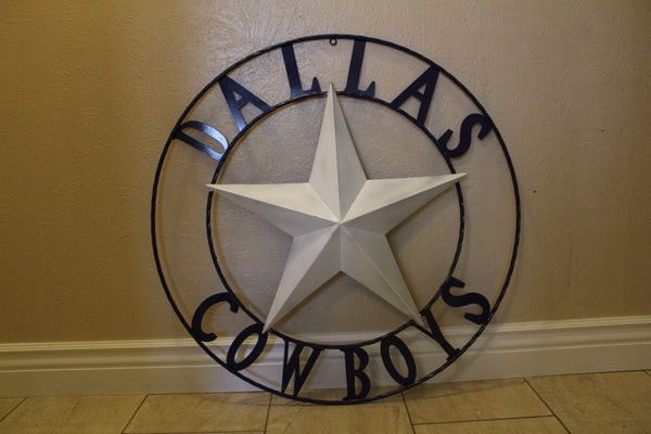 DALLAS COWBOYS STAR METAL BARN LONE STAR WESTERN HOME DECOR BLUE & WHITE STAR, SIZE:24",32",36",40",42",44",46",50"