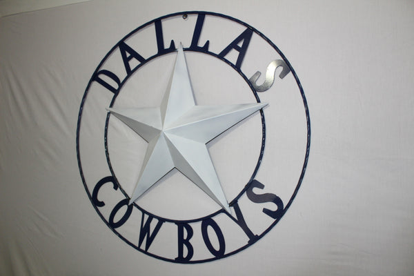 DALLAS COWBOYS STAR METAL BARN LONE STAR WESTERN HOME DECOR BLUE & WHITE STAR, SIZE:24",32",36",40",42",44",46",50"